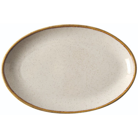 Oval Beige Porcelain Plate | 31.7 x 21 cm