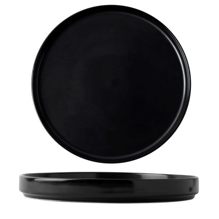 Flat Black Porcelain Plate 21 cm