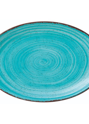 Oval Turquoise Porcelain Plate | 31.7 x 21 cm