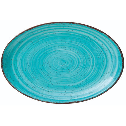 Oval Turquoise Porcelain Plate | 36 x 24.5 cm