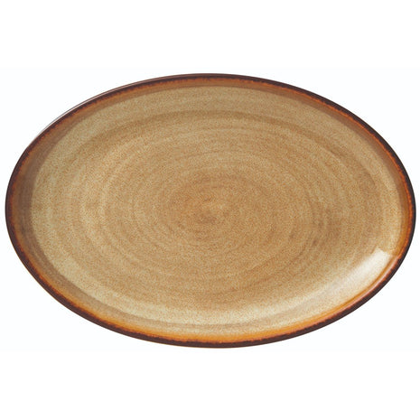 Oval Brown Porcelain Plate | 26 x 16 cm