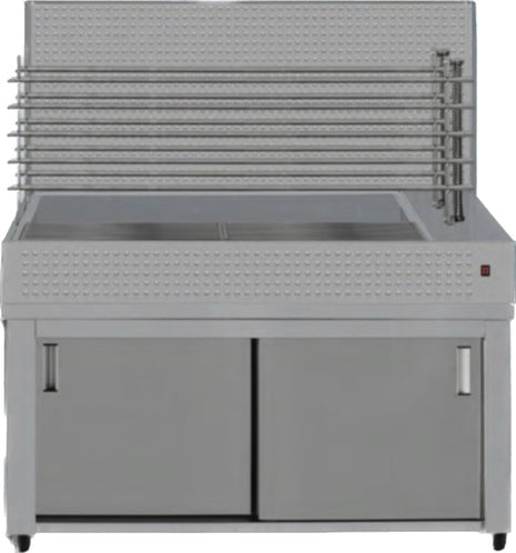 Inox table grill with sliding doors