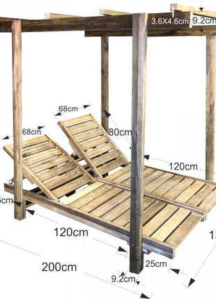 Bed with Canopy Wooden Impregnation 200 x 136 cm