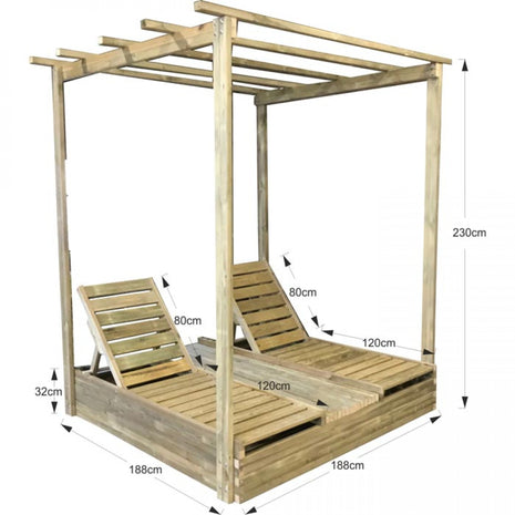 Bed with Canopy &amp; Table Impregnated Wood 200 x 136 cm