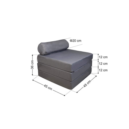 Pouf Three-Sided Stool - Lounger Gray Fabric