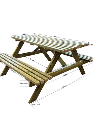 Wooden Picnic Bench for 6 People