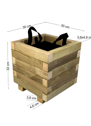 Square Wooden Pot | 30 x 30 x 32 cm