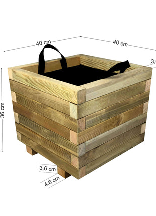 Square Wooden Pot | 40 x 40 x 36 cm