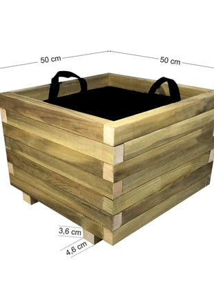 Square Wooden Pot | 50 x 50 x 36 cm