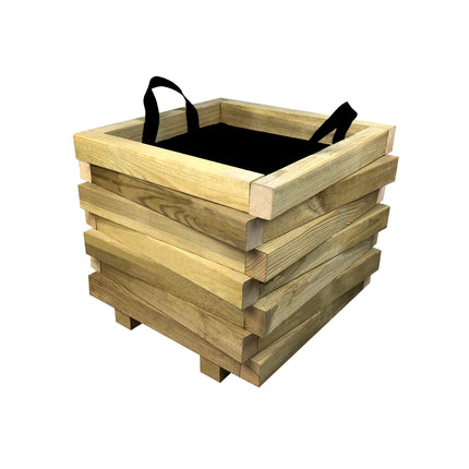 Square Asymmetric Wooden Flower Pot | 30 x 30 x 36 cm