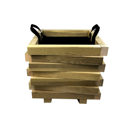 Square Asymmetric Wooden Flower Pot | 30 x 30 x 36 cm