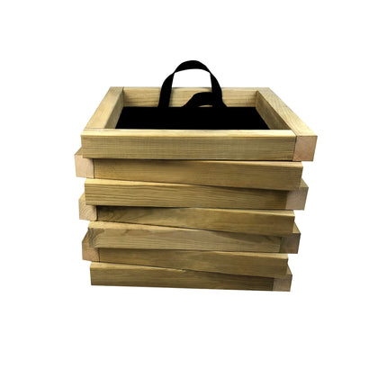 Square Asymmetric Wooden Flower Pot | 30 x 30 x 36 cm