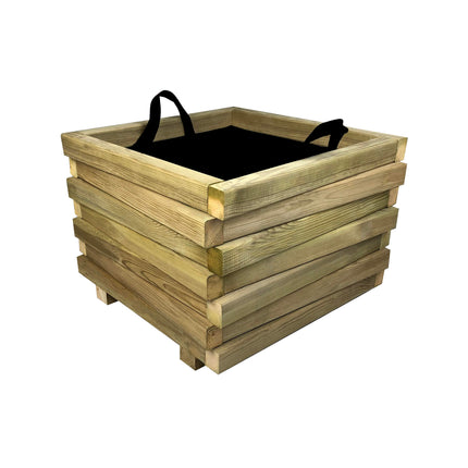 Square Asymmetric Wooden Flower Pot | 50 x 50 x 36 cm