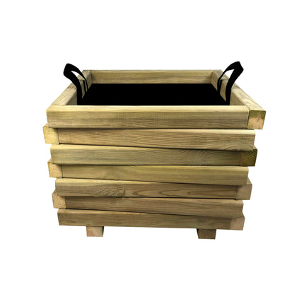 Square Asymmetric Wooden Flower Pot | 50 x 50 x 36 cm