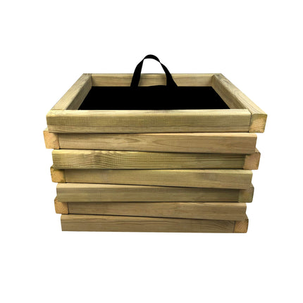 Square Asymmetric Wooden Flower Pot | 50 x 50 x 36 cm