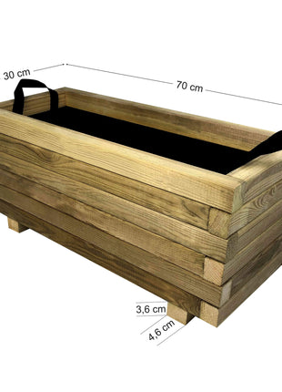 Rectangular Wooden Planter | 70 x 30 x 32 cm