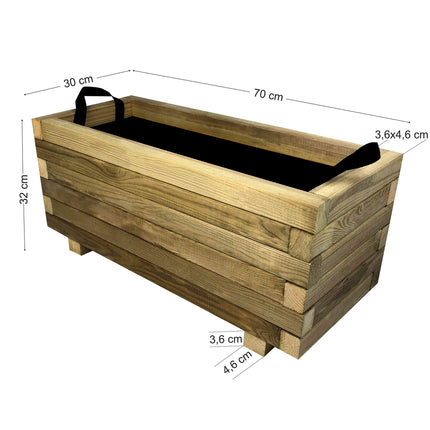 Παραλληλόγραμμη Ξύλινη Ζαρντινιέρα | 70 x 30 x 32 cm