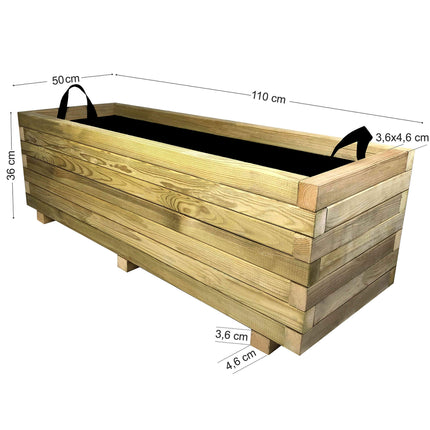 Rectangular Wooden Planter | 110 x 50 x 36 cm