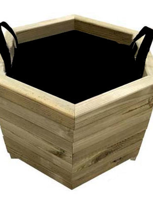 Hexagonal Wooden Pot with Closed Corners | 52 x 45 x 36 cm