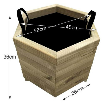 Dodecagonal Wooden Pot with Closed Corners | 52 x 45 x 36 cm