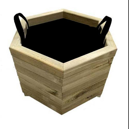 Dodecagonal Wooden Pot with Closed Corners | 52 x 45 x 36 cm