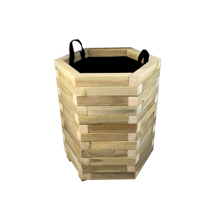 Hexagonal Wooden Pot with Open Corners | 52 x 45 x 60 cm