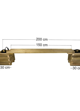 Bench Set with Flower Pots | 200 x 30 x 36 cm