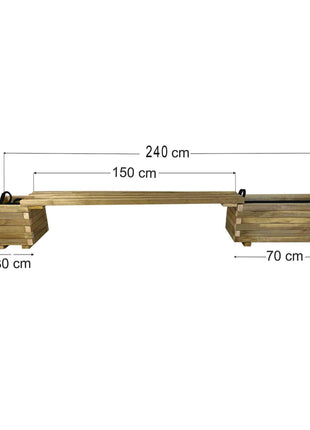 Bench Set with Flower Pots | 240 x 30 x 36 cm