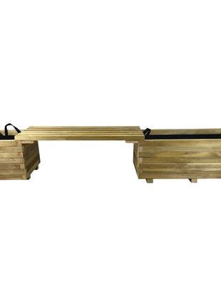 Bench Set with Flower Pots | 220 x 40 x 40 cm