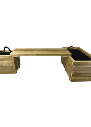 Bench Set with Flower Pots | 220 x 40 x 40 cm