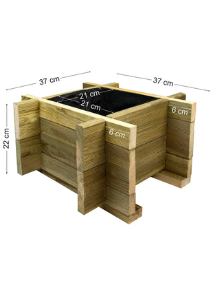 Τετράγωνη Ξύλινη Γλάστρα Economy | 37 x 37 x 22 cm