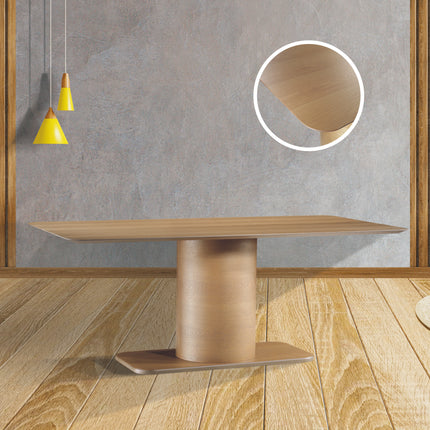 Dining Table Oak &amp; Plywood Curved | 180 x 100 cm 