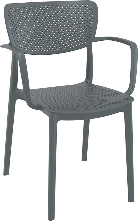 Dark Gray Polypropylene Armchair | 54 x 53 x 82 cm