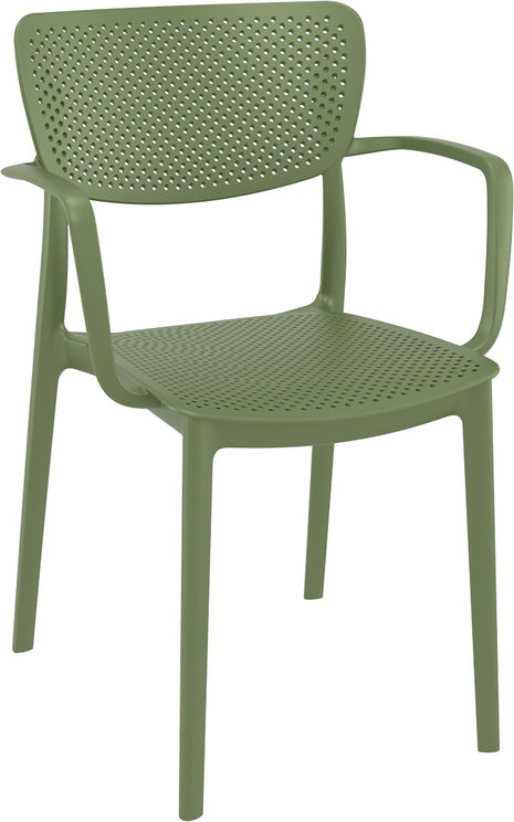 Polypropylene Armchair Olive | 54 x 53 x 82 cm