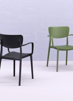 Polypropylene Armchair Olive | 54 x 53 x 82 cm