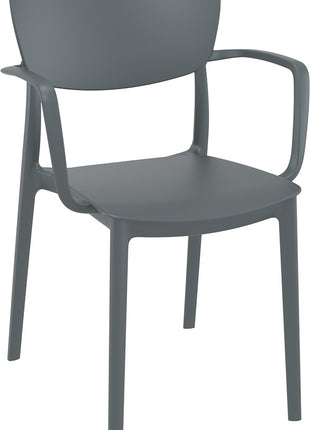 Dark Gray Polypropylene Armchair | 54 x 53 x 82 cm