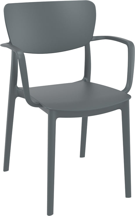 Dark Gray Polypropylene Armchair | 54 x 53 x 82 cm