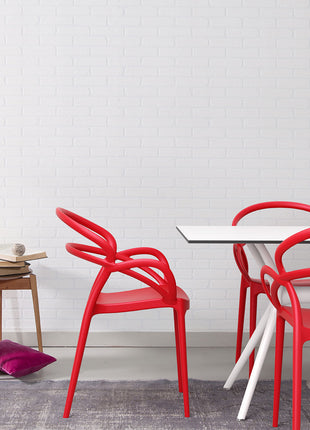 Polypropylene Armchair Red | 57 x 56 x 82 cm