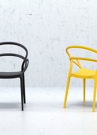 Polypropylene Armchair Yellow | 57 x 56 x 82 cm