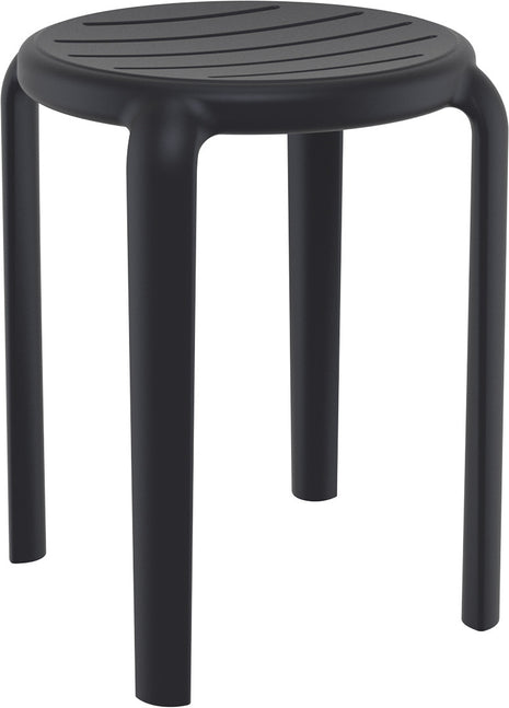 Low Polypropylene Stool Black 45 cm | 34 x 34 x 45 cm