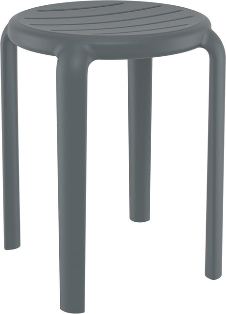 Low Polypropylene Stool Dark Gray 45 cm | 34 x 34 x 45 cm