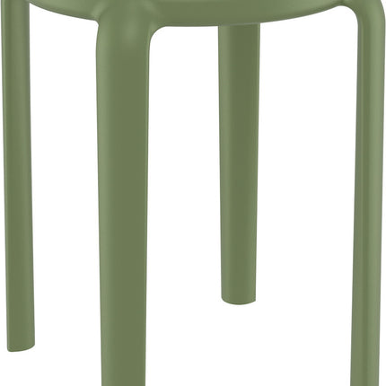 Low Polypropylene Stool Olive 45 cm | 34 x 34 x 45 cm