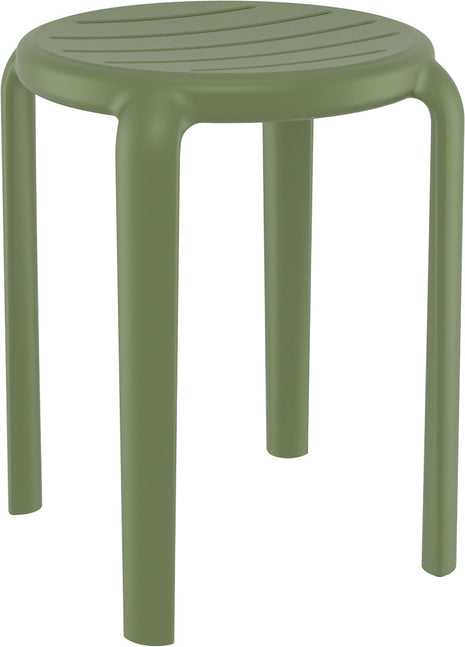 Low Polypropylene Stool Olive 45 cm | 34 x 34 x 45 cm