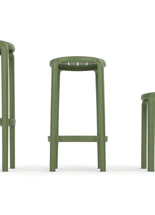 Olive Polypropylene Stool 65 cm | 36 x 36 x 65 cm