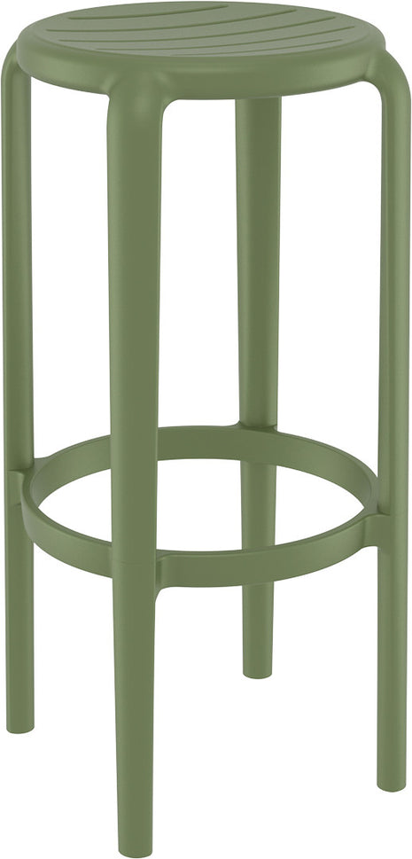 Olive Polypropylene Stool 75 cm | 36 x 36 x 75 cm