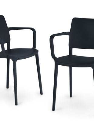 Black Polypropylene Armchair | 56.3 x 53.5 x 79.5 cm