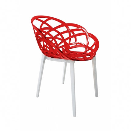 Armchair Polycarbonate Transparent Red | 59 x 60 x 83 cm