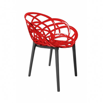 Armchair Polycarbonate Transparent Red | 59 x 60 x 83 cm