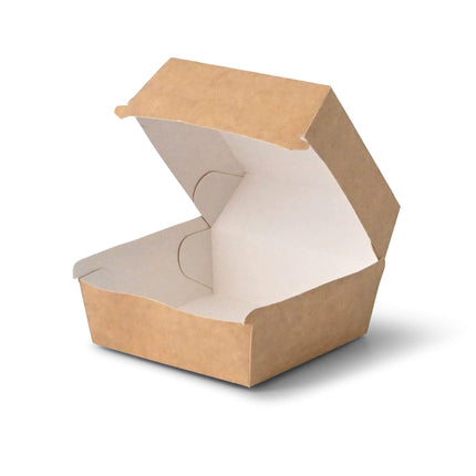 Κουτί Take Away Burger 11 x 11 x 8 cm σε Kraft/Λευκό Χρώμα | 50 Τεμάχια / Πακέτο