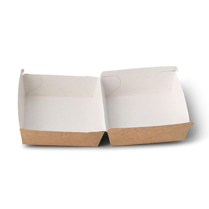 Κουτί Take Away Burger 11 x 11 x 8 cm σε Kraft/Λευκό Χρώμα | 50 Τεμάχια / Πακέτο